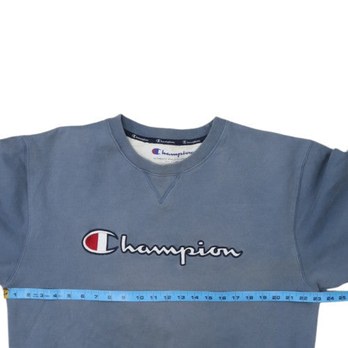 Champion Men's Blue Crew Neck Embroidered Logo Pullover Sweatshirt L