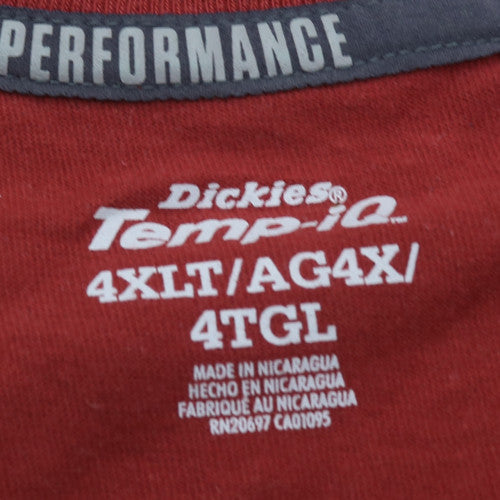 Dickies Mens Red 4XLT Performance Temp-iQ Cotton T-Shirt