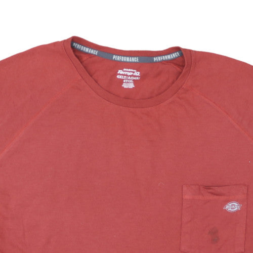 Dickies Mens Red 4XLT Performance Temp-iQ Cotton T-Shirt