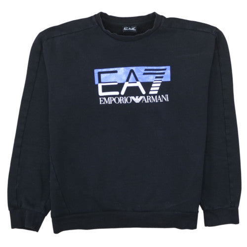 Emporio Armani EA7 Mens Black Logo Sweatshirt L Regular Fit