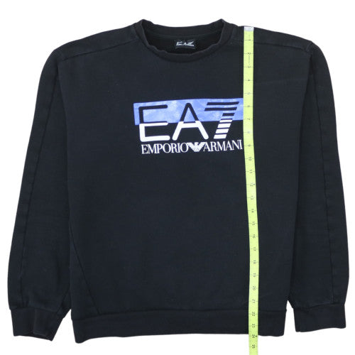 Emporio Armani EA7 Mens Black Logo Sweatshirt L Regular Fit