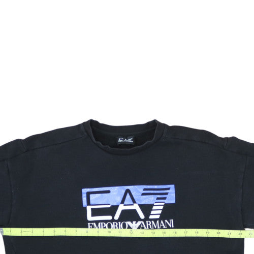 Emporio Armani EA7 Mens Black Logo Sweatshirt L Regular Fit