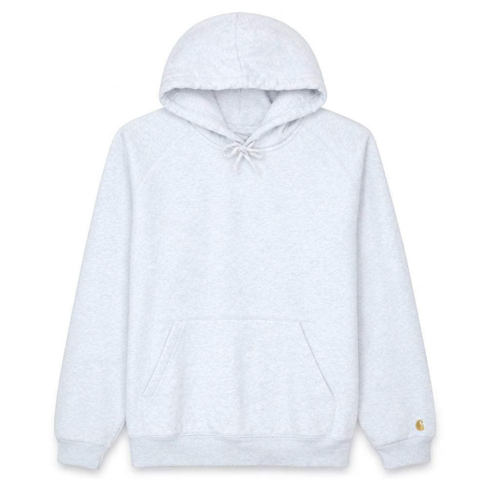 Front view of Carhartt Men's Grey Pullover Hoodie, size L, Fleece Workwear