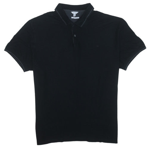 Calvin Klein Men's Black 2XL Pima Cotton Short Sleeve Polo Shirt