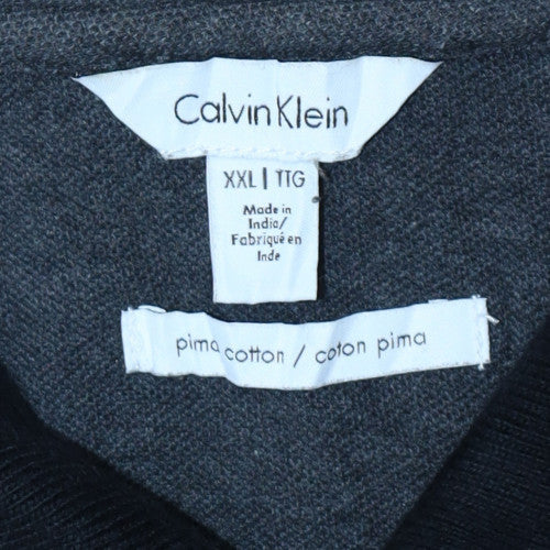 Calvin Klein Men's Black 2XL Pima Cotton Short Sleeve Polo Shirt