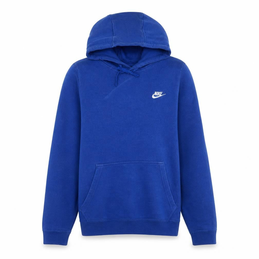 Front view of Nike Men Blue Pullover Hoodie Small Fleece Logo Sportswear