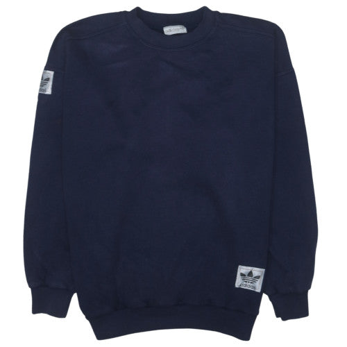Adidas Mens Blue Crew Neck Sweatshirt L Regular Fit Vintage Logo