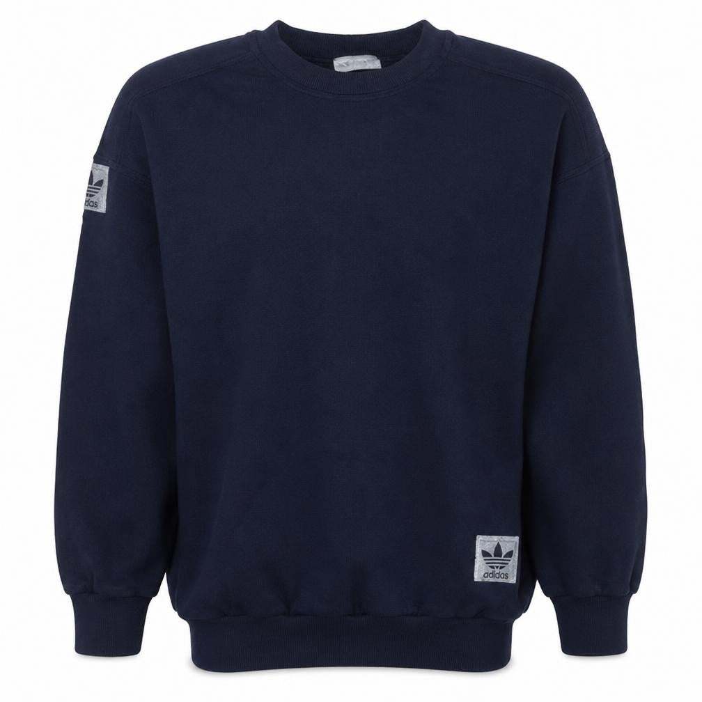 Adidas Mens Blue Crew Neck Sweatshirt L Regular Fit Vintage Logo