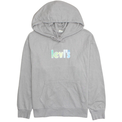 Levi's Womens Grey Pullover Hoodie Medium Logo Graphic Cotton Blend