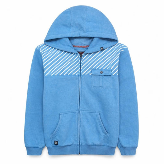 Quiksilver Boys Blue Full Zip Hoodie Size 16 Cotton Blend Casual