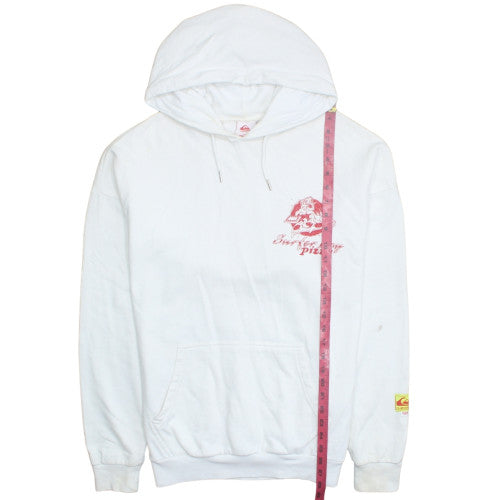 Quiksilver Stranger Things White Cotton Hoodie Women L Pullover Graphic