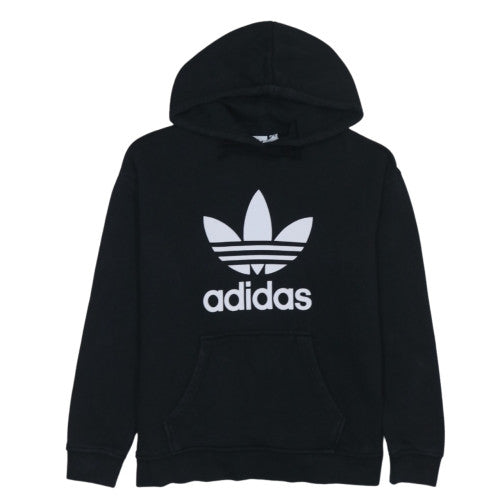 Adidas Womens Black Trefoil Logo Pullover Hoodie Size 8