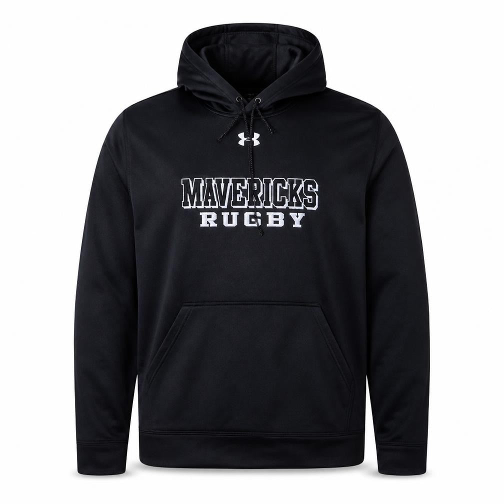 Front view of Under Armour Men's Black XL Pullover Hoodie Mavericks Rugby Graphic