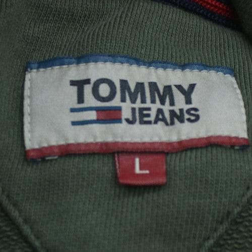 Tommy Jeans Men's Green L Sweatshirt with High Neck Graphic Print
