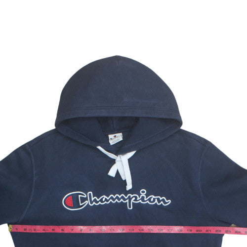 Champion Men's Blue Pullover Hoodie Large Logo Fleece Sweatshirt