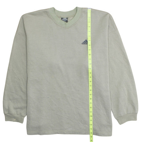 adidas Men's Beige Logo Pullover Sweatshirt L Crew Neck Fleece
