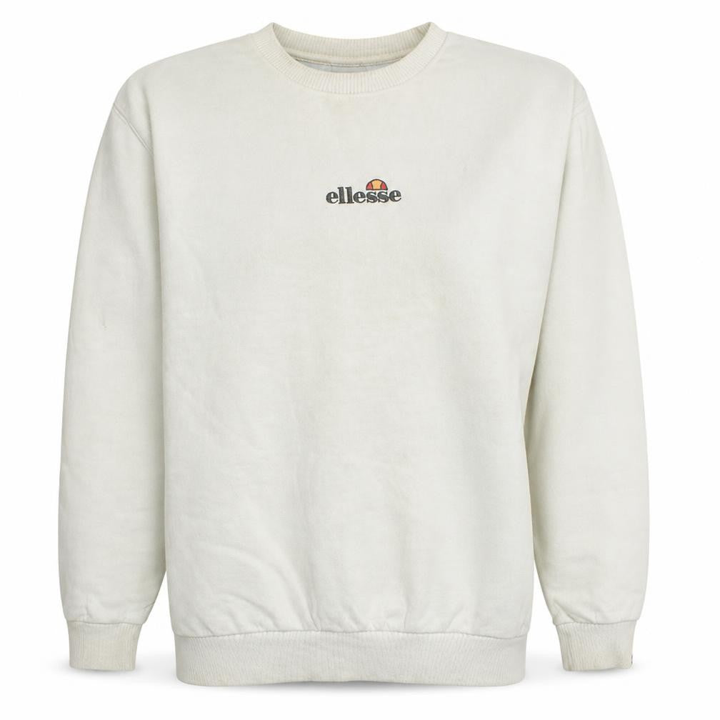 Front view of Ellesse Men's Beige Crew Neck Pullover Sweatshirt L Regular Fit