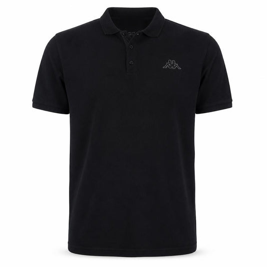 Front view of Kappa Men's Black 2XL Polo Shirt Cotton Short Sleeve Collared Top