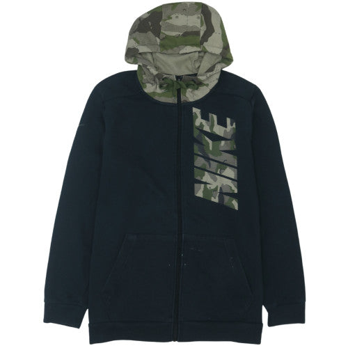 Nike Men's Black Camouflage Hooded Full Zip Hoodie L