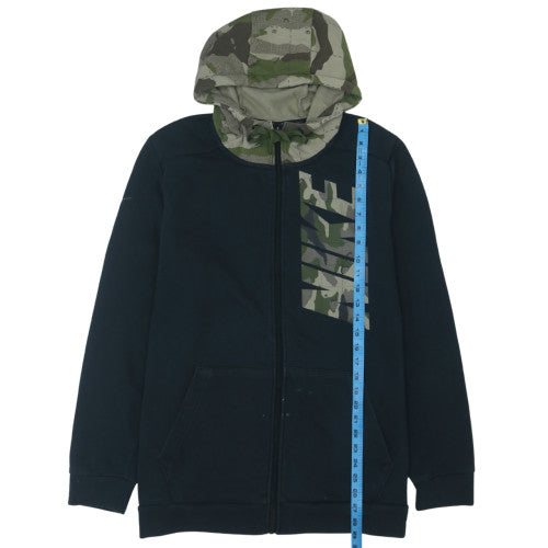 Nike Men's Black Camouflage Hooded Full Zip Hoodie L