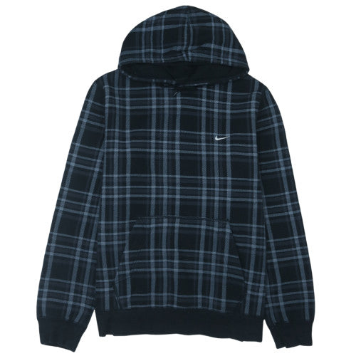 Nike Men’s Black Check Pullover Hoodie L Fleece Regular Fit