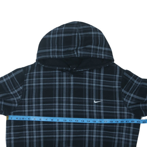 Nike Men’s Black Check Pullover Hoodie L Fleece Regular Fit