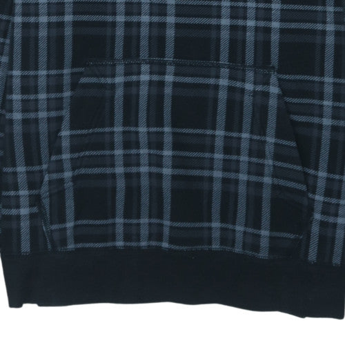 Nike Men’s Black Check Pullover Hoodie L Fleece Regular Fit