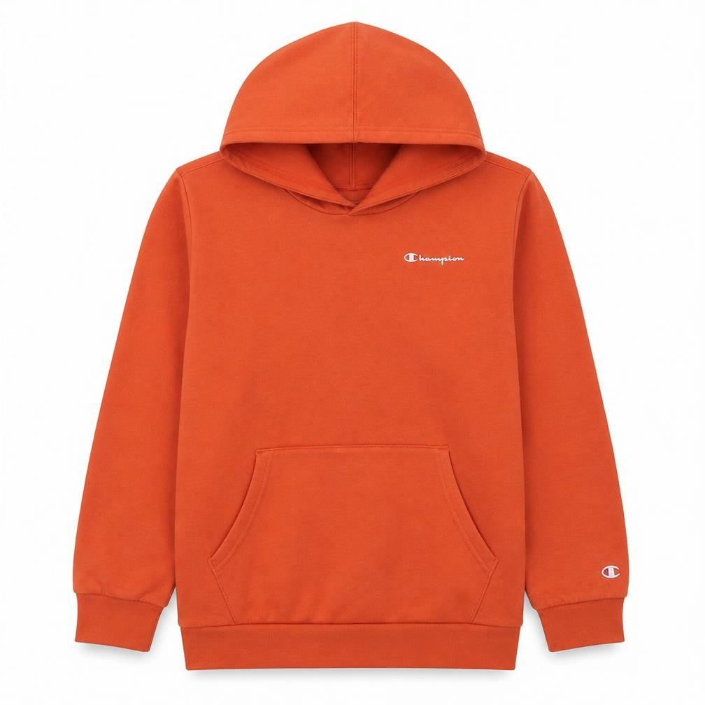 Front view of Champion boys’ orange pullover hoodie x-large 13-14 years cotton blend