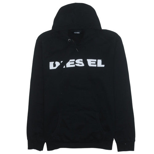 Diesel Mens Black Pullover Hoodie M Regular Fit Fleece Logo