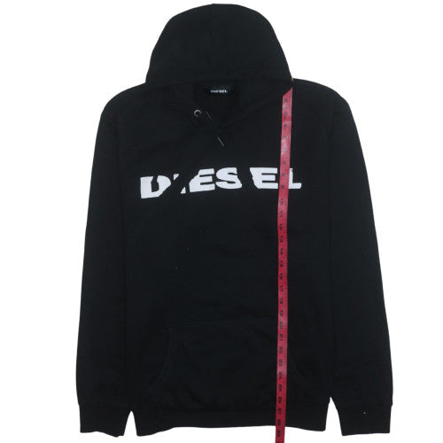 Diesel Mens Black Pullover Hoodie M Regular Fit Fleece Logo