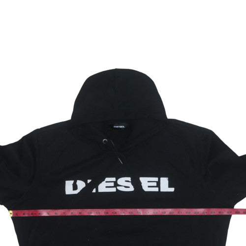 Diesel Mens Black Pullover Hoodie M Regular Fit Fleece Logo