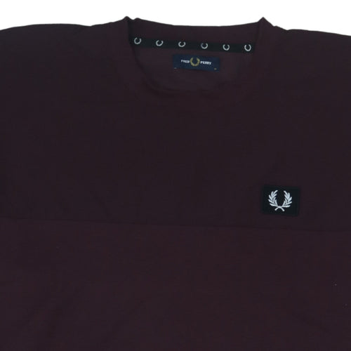Fred Perry Men's Brown Logo Crew Neck Sweatshirt M