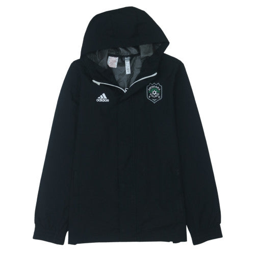 Adidas Boys Black Hooded Rain Coat Jacket 13-14 Years Waterproof Lined