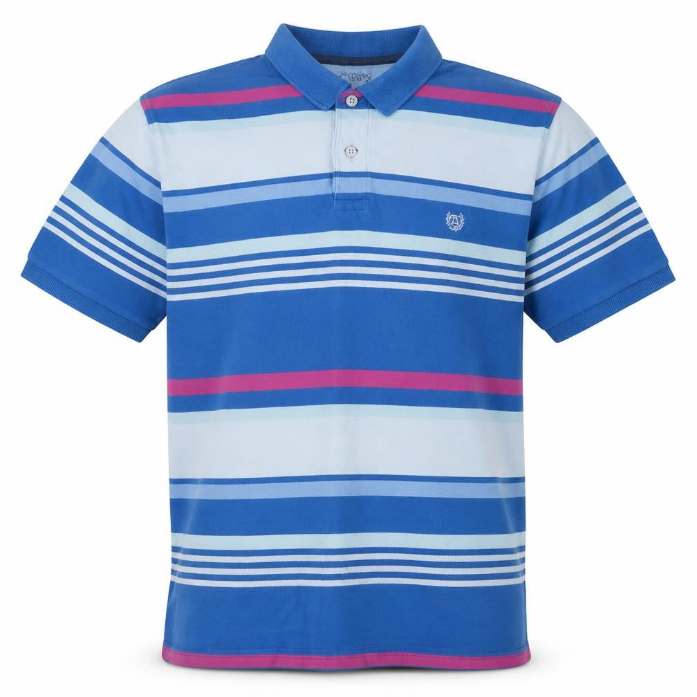 Chaps Men’s Blue Striped Cotton Polo Shirt XL Short Sleeve