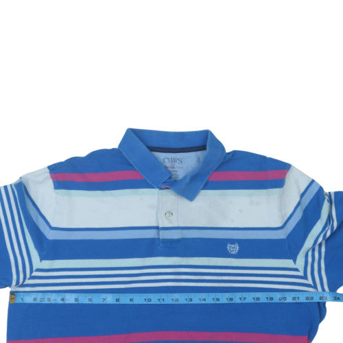 Chaps Men’s Blue Striped Cotton Polo Shirt XL Short Sleeve