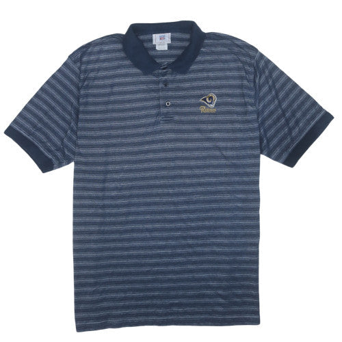 NFL Los Angeles Rams Men's Blue Striped Polo Shirt 2XL Cotton Blend
