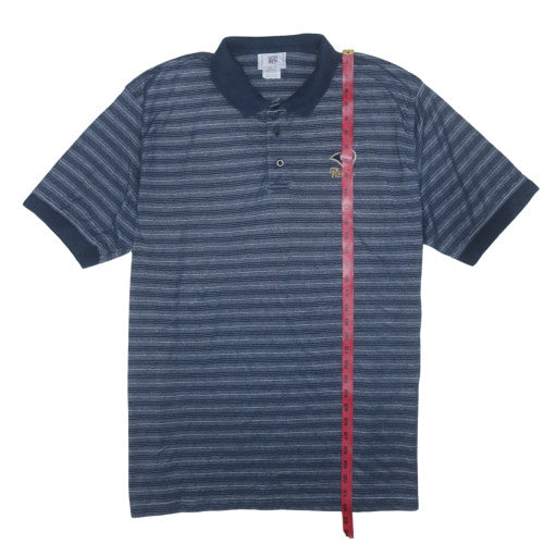 NFL Los Angeles Rams Men's Blue Striped Polo Shirt 2XL Cotton Blend