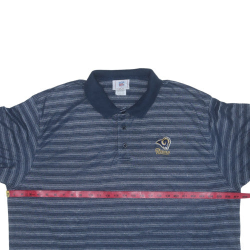 NFL Los Angeles Rams Men's Blue Striped Polo Shirt 2XL Cotton Blend