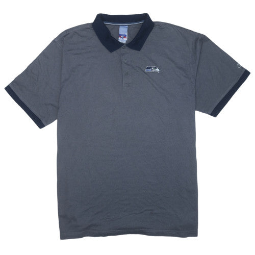 Reebok Men’s Grey Polo Shirt Size L Regular Fit American Football Logo