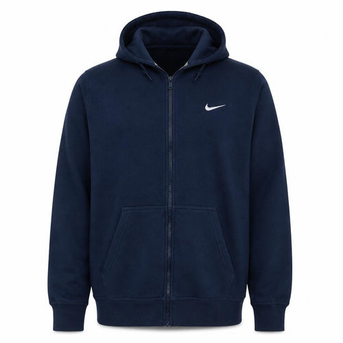 Nike Men's Navy Blue Full Zip Hoodie XL Cotton Blend