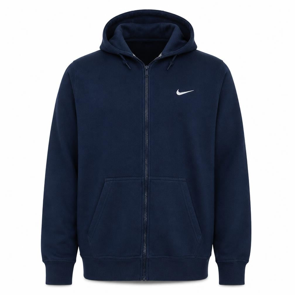 Nike Men's Navy Blue Full Zip Hoodie XL Cotton Blend