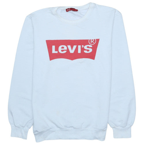 Levi's Men's White Crew Neck Pullover Sweatshirt Medium Cotton Blend