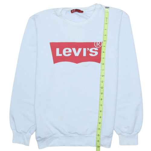 Levi's Men's White Crew Neck Pullover Sweatshirt Medium Cotton Blend