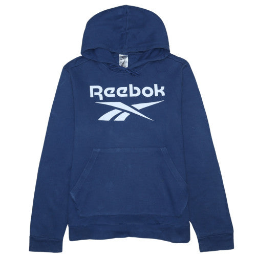Reebok Men's Blue Pullover Hoodie L Graphic Logo Sportswear