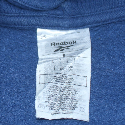 Reebok Men's Blue Pullover Hoodie L Graphic Logo Sportswear