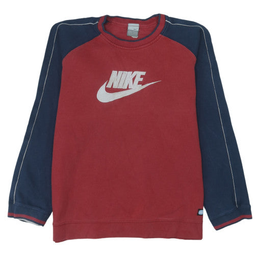 Nike Teens Red & Navy Pullover Sweatshirt M Regular Fit Logo Sports