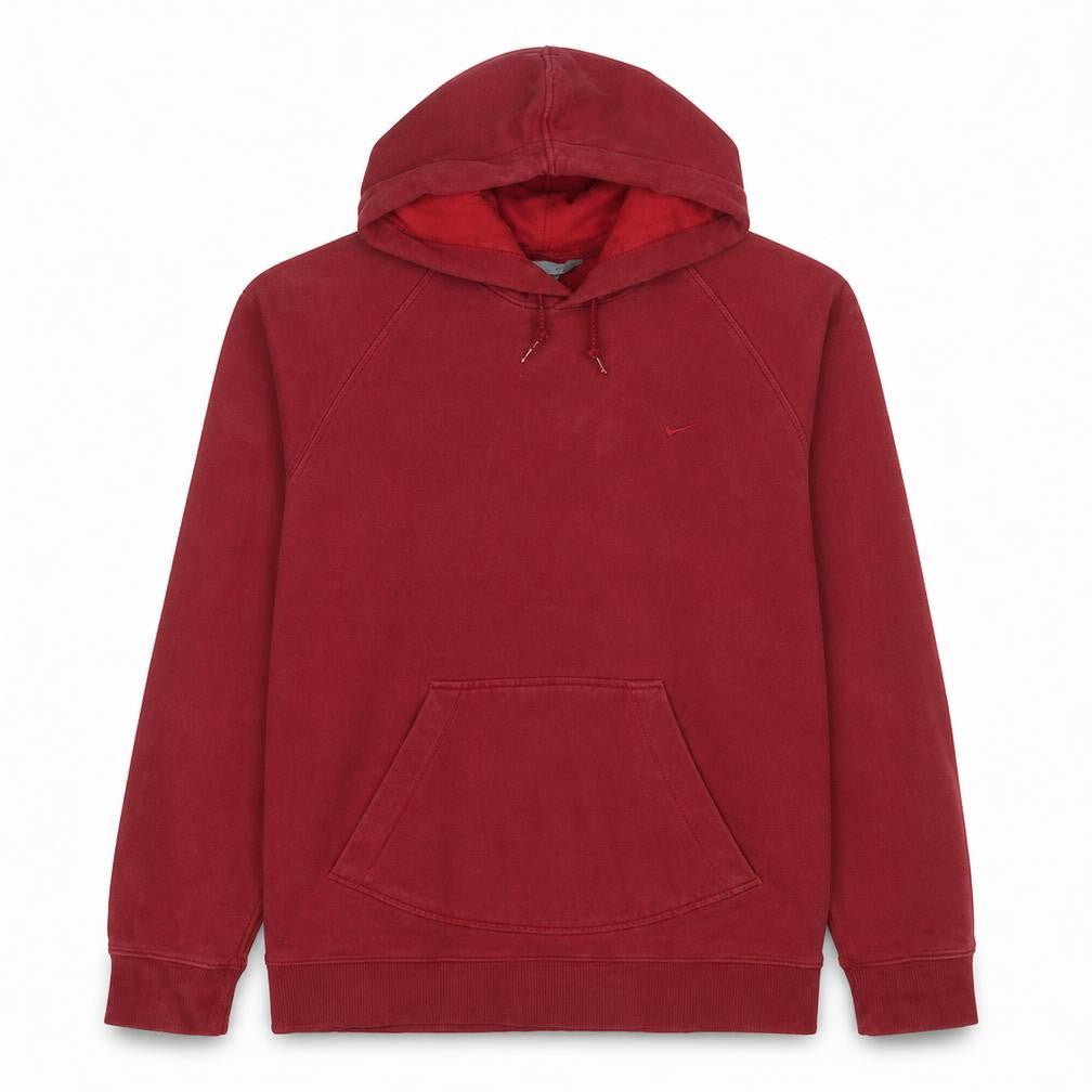 Front view of Nike Men's Red Pullover Hoodie L Regular Fleece Kangaroo Pocket