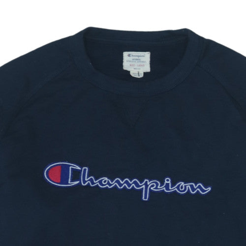 Champion Men's Blue Embroidered Logo Pullover Sweatshirt Size L