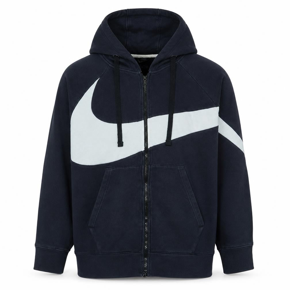 Nike Men's Black XL Full Zip Hoodie Sports Logo Cotton Blend