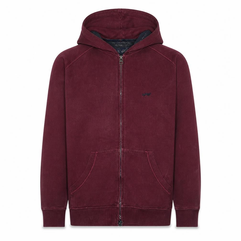 Front view of Armani Jeans Men's Red Full Zip Hooded Sweatshirt, size M